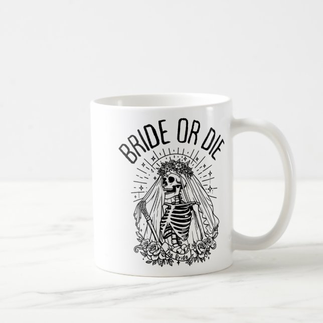Mug Marie ou Morte Gothique Squelette Robe de Mariée E (Droite)