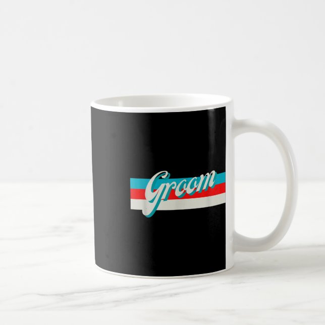 Mug Marié rayé rétro des garçons d'honneur Fiancé Mari (Droite)