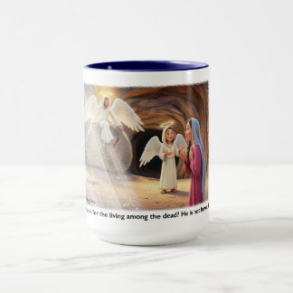 Mug Marie visite le tombeau vide et voit un ange.     