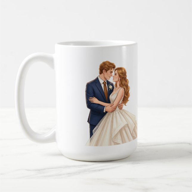 Mug Mariée et marié romantiques (Gauche)