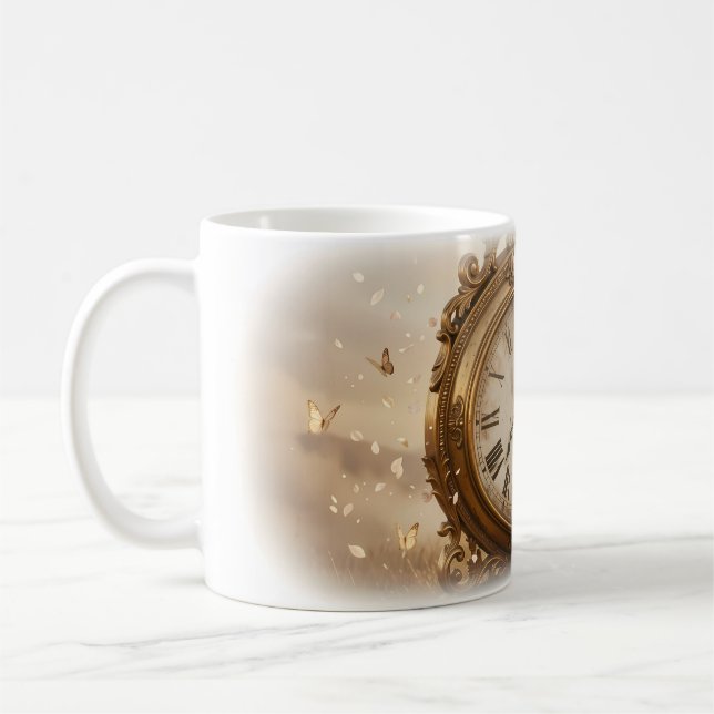 Mug Mariée Horloge Vintage Papillons Timeless (Gauche)
