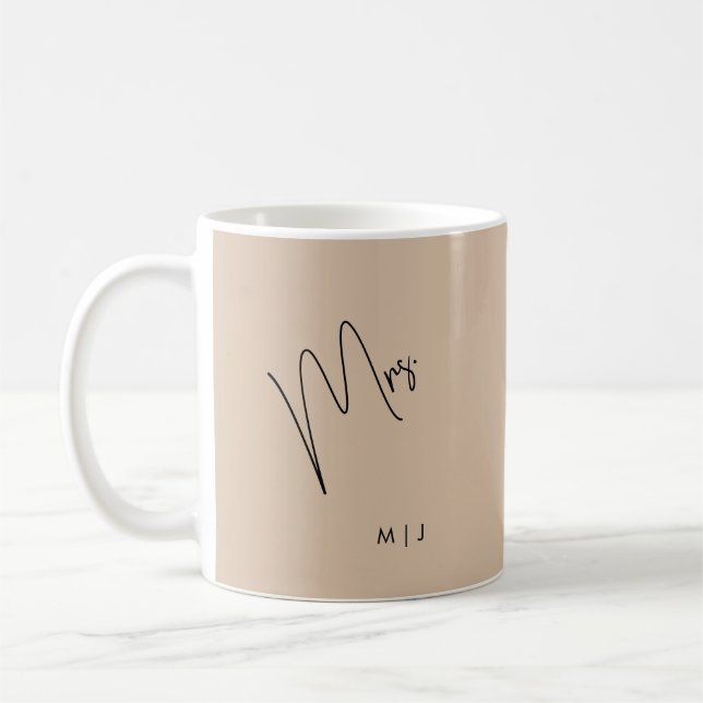 Mug Mariée moderne | Beige + noir (Gauche)