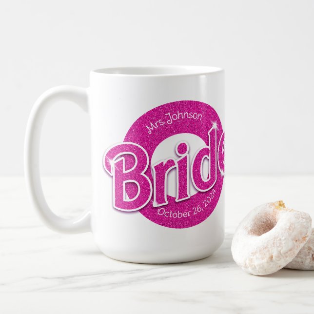 Mug Mariée Parties scintillant rose (Avec donut)