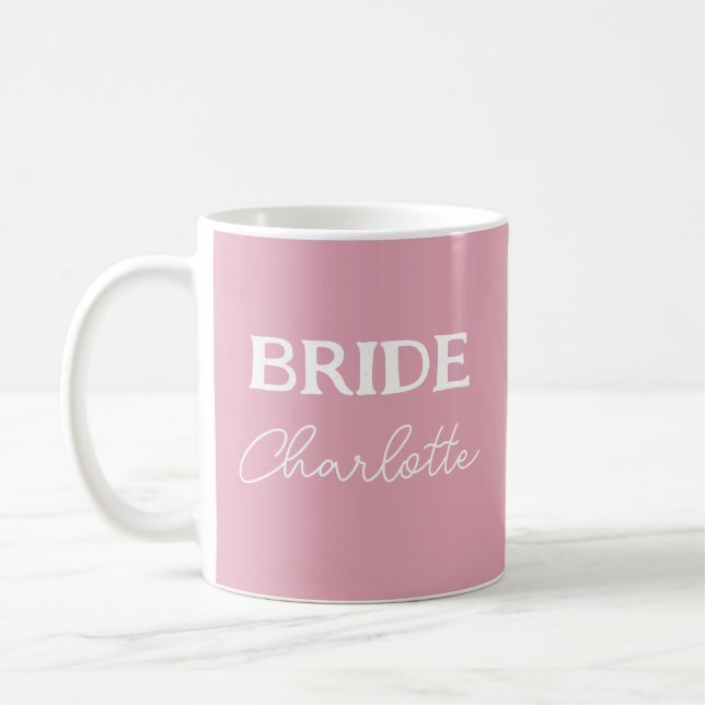 Mug Mariée Personnalisée Rose Et Blanc Nom (Gauche)
