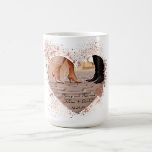 Mug Mariés & Joyeuse Rose Dorée Lumières Scintillantes