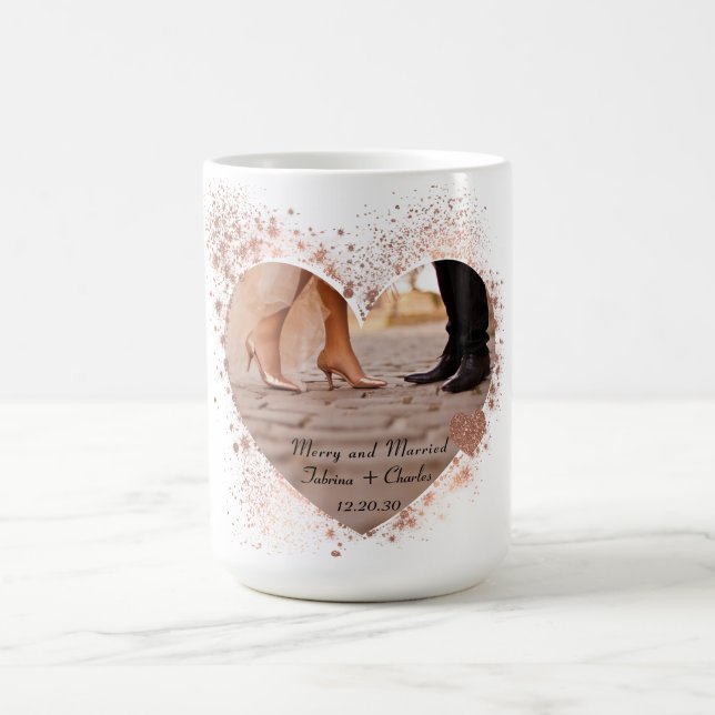 Mug Mariés & Joyeuse Rose Dorée Lumières Scintillantes (Centre)