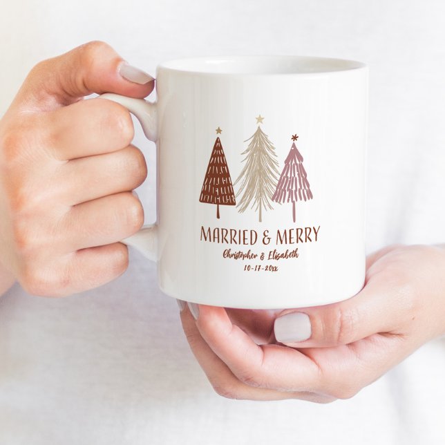 Mug Mariés Joyeux Premier Arbre de Noël Fête M. Mme (Créateur téléchargé)