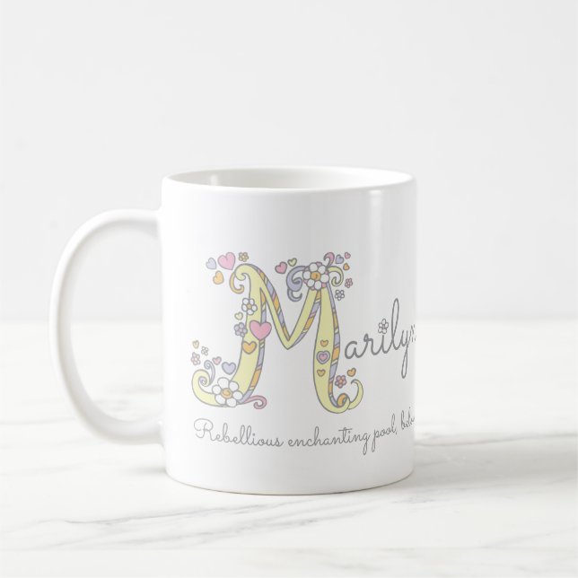 Mug Marilyn lettre M nom décoratif avec sens muet (Gauche)