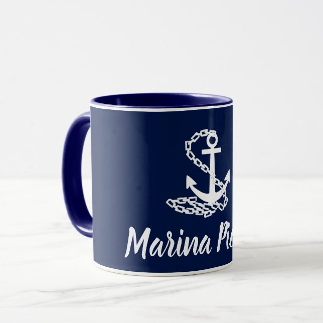Mug Marina Piccola - Style Maritime Musique Bleue Et B (Devant gauche)