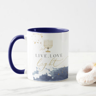 Mug Marine Aquarelle Menorah Live Love Light Hanoukka