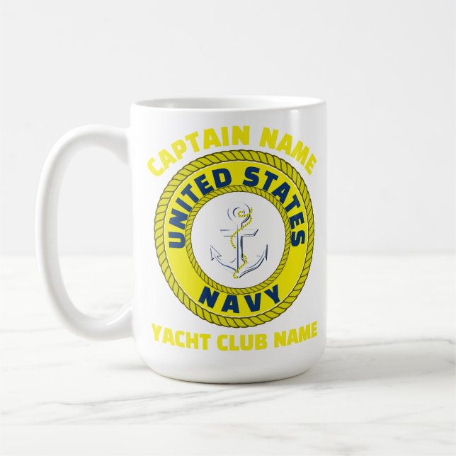 Mug Marine bleu Ancre capitaine nautique voile été (Gauche)