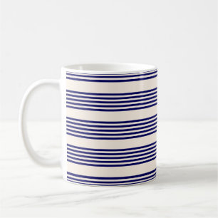 Mug Marine bleu et beige cinq bandes motif