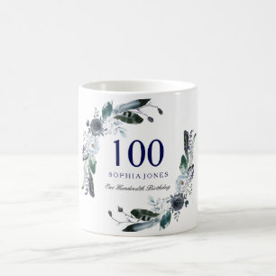 Mug Marine Bleu noir blanc Flore 100e anniversaire Cad