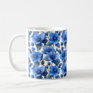 Mug Marine Bleu Rétro Cute Vintage Élégant Fleur Chic