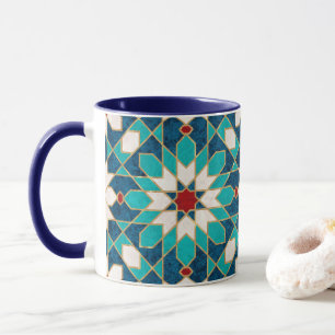 Mug Marine Bleu Turquoise Blanc Marbre Rouge Marbre Ma