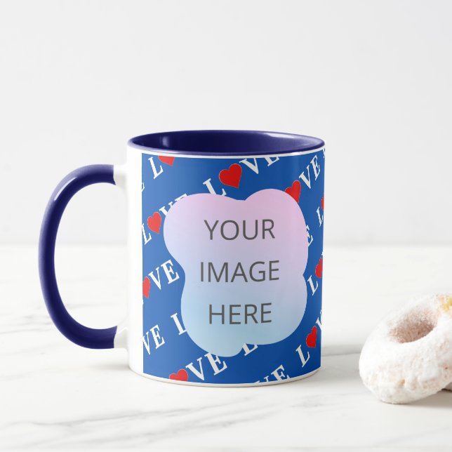 Mug Marine Blue LOVE Retro Élégant (Avec donut)