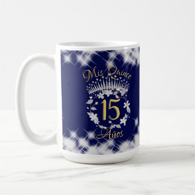 Mug Marine Blue Silver Quinceanera Vintage Boho Espagn (Gauche)