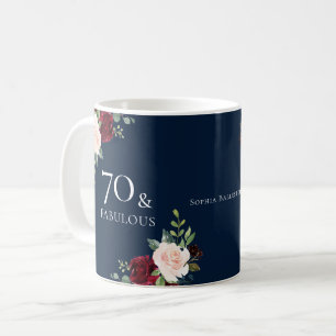 Mug Marine Burgundy Blush Femme 70e anniversaire fête