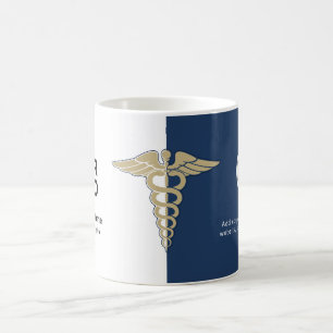 Mug Marine moderne Blue Caduceus Doctor Nurse Nom Logo