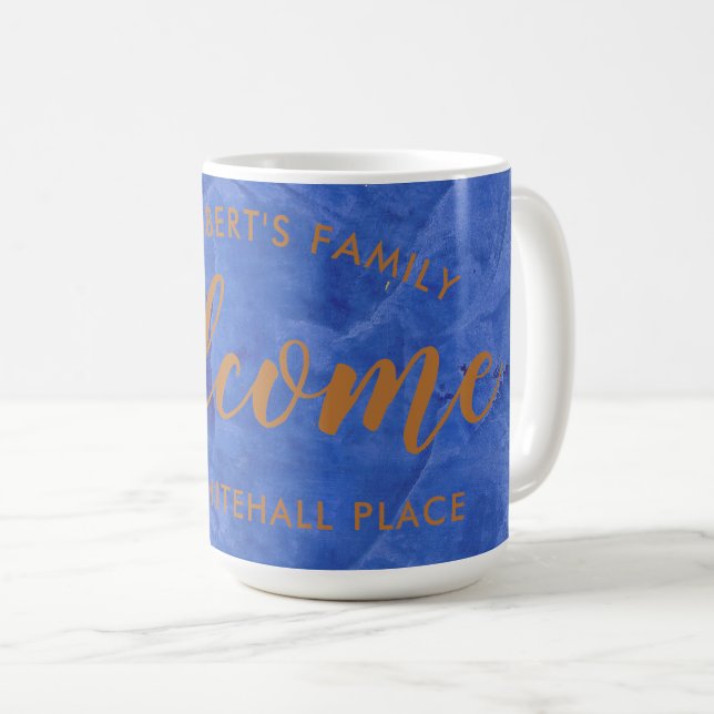 Mug Marine moderne et nom personnalisé Adresse (Devant droit)