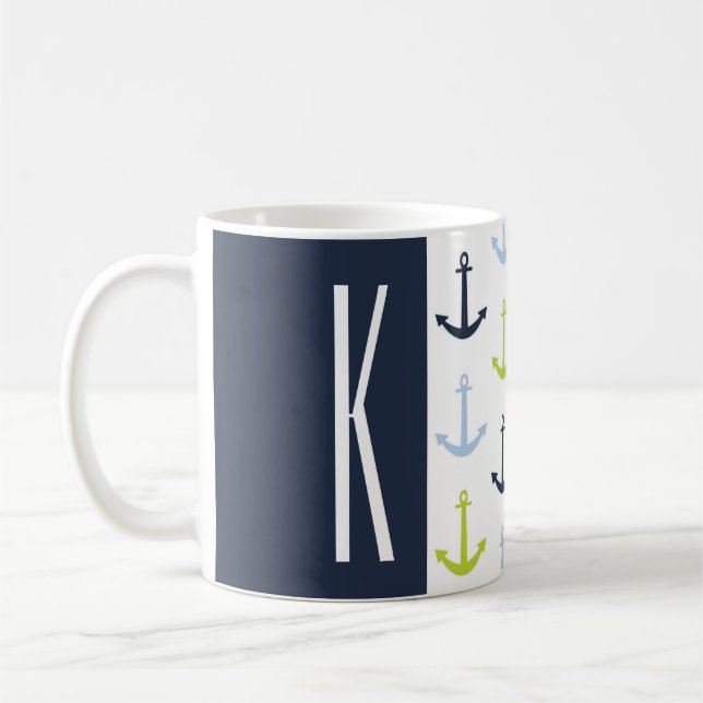 Mug Marine, vert de chaux, et Ancres nautiques de (Gauche)