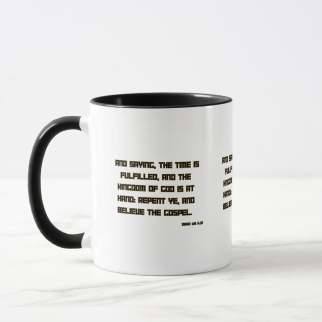 Mug Mark 1:15 KJV Bible Écriture Deux Tons (Gauche)