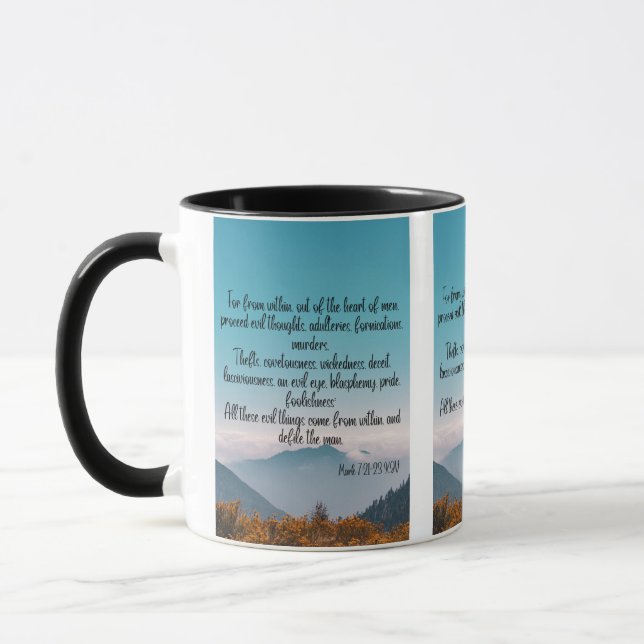 Mug Mark 7:21-23 KJV Bible Écriture Pic Deux Tons (Gauche)