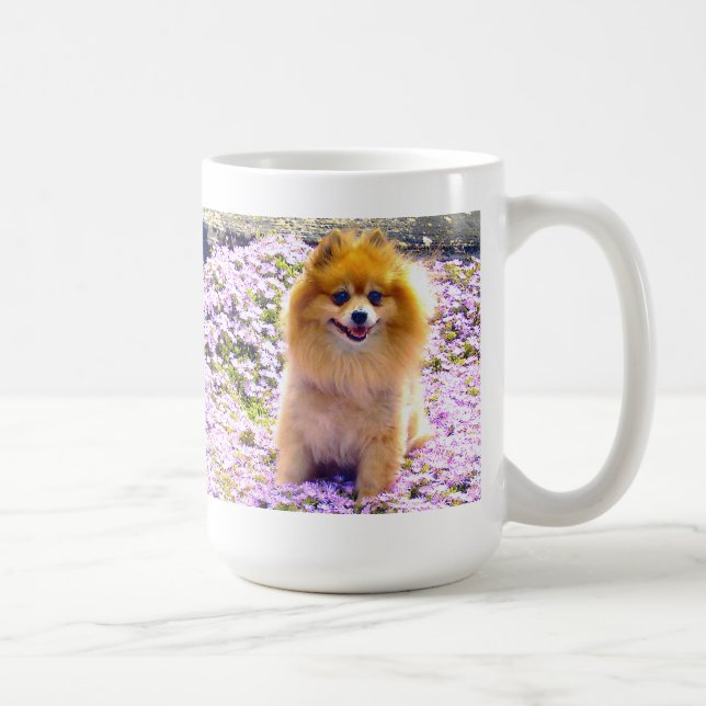 Mug | Marley de Poméranie avec fleurs de Mauve (Droite)