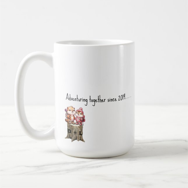 Mug Marmotte mignonne Aventurant ensemble depuis un co (Gauche)