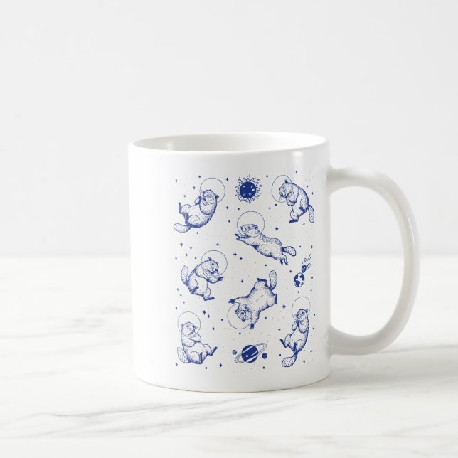 Mug Marmottes Astronaute Dans L'espace Drôle Rétro Mar (Droite)