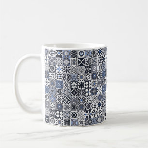 Mug Marocain carrelage noir, bleu, gris
