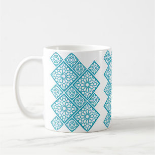 Mug Marocain Empreinte géométrique Océan Bleu et Blanc