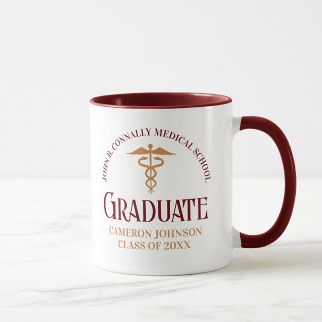 Mug Maroon Gold Médicale School Graduation Party (Droite)