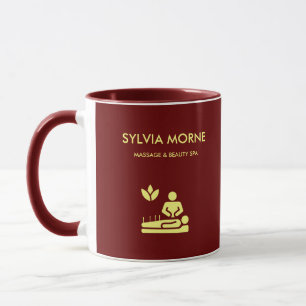 Mug Maroon moderne spa jaune silhouette