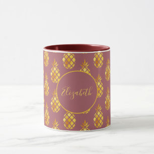 Mug Maroon or ananas nom de famille motif