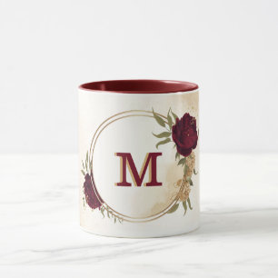 Mug Maroon vert beige or botanique