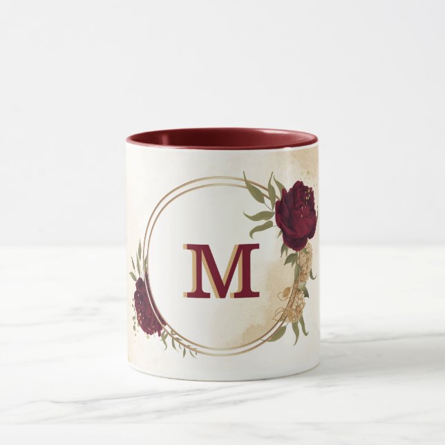 Mug Maroon vert beige or botanique (Centre)