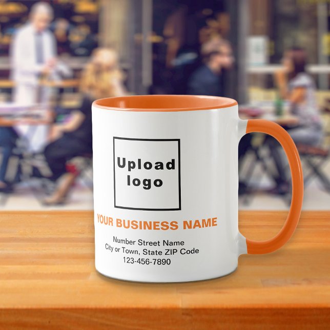 Mug Marque d'affaires sur la bande combinée couleur or (Build brand name awareness. Your business brand on orange color combo mug.)