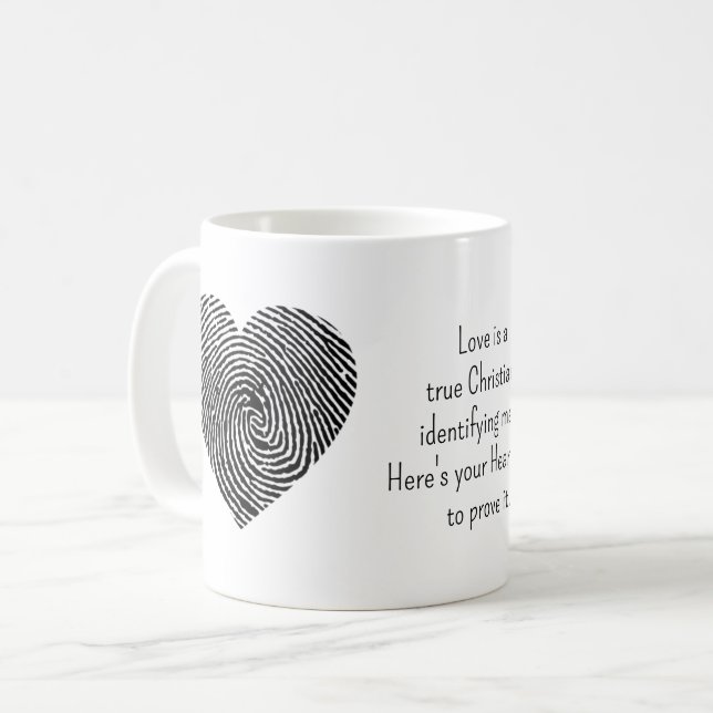 Mug Marque d'amour identificatrice des vrais chrétiens (Devant gauche)