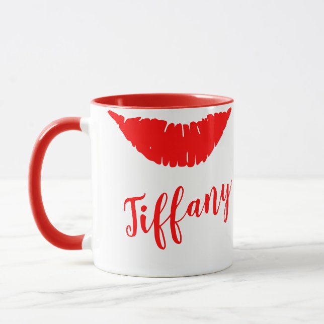 Mug Marque de rouge à lèvres votre nom (Gauche)