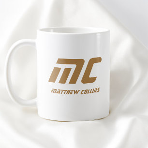 Mug Marque Monogramme Marron Moderne Gras Simple pour