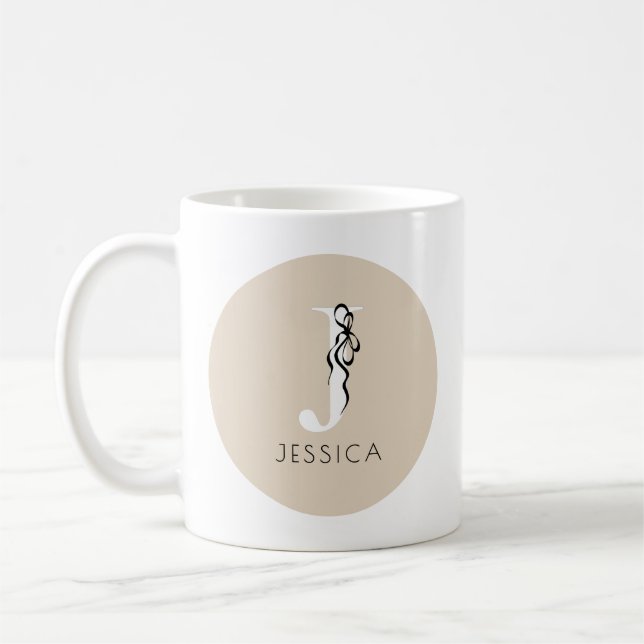 Mug Marque-page élégant marron initial féminin chic Mo (Gauche)