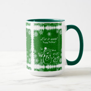 Mug Marque Verte Et Blanche Snowman - Laisser Neiger