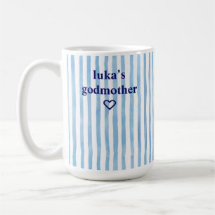 Mug Marraine à rayures bleues personnalisée