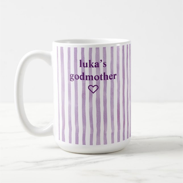 Mug Marraine personnalisée rayée de lavande (Gauche)