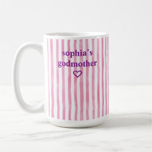Mug Marraine personnalisée rayée rose