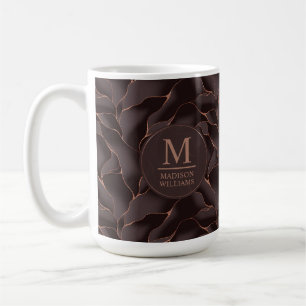 Mug Marron Chocolat & Or Rose Motif Abstrait de Vague
