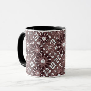 Mug Marron, motif floral