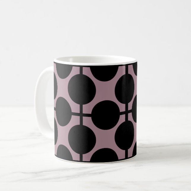 Mug marron noir pois motif à carreaux mode (Devant gauche)