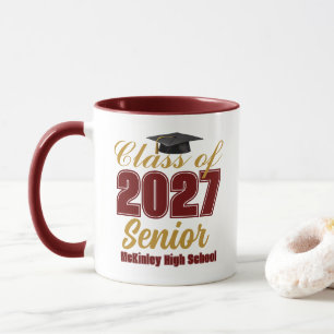 Mug Marron Or Personnalisé Classe 2027 Senior